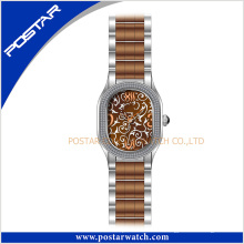 Montre de quartz de montre d&#39;acier inoxydable de mode multicolore dans l&#39;électrodéposition de Brown d&#39;IP